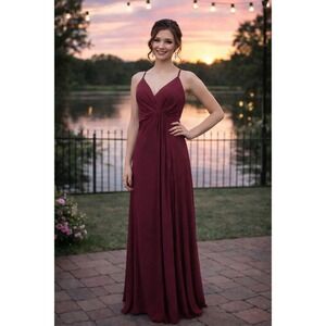 DB Studio Dress Womens Sz 4 Red Gown Maxi Formal Twist Front Evening Prom Y2K